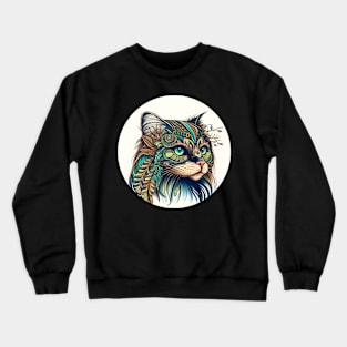 Colorful Cat Hippy Lover - Lady Cat BoHo Crewneck Sweatshirt